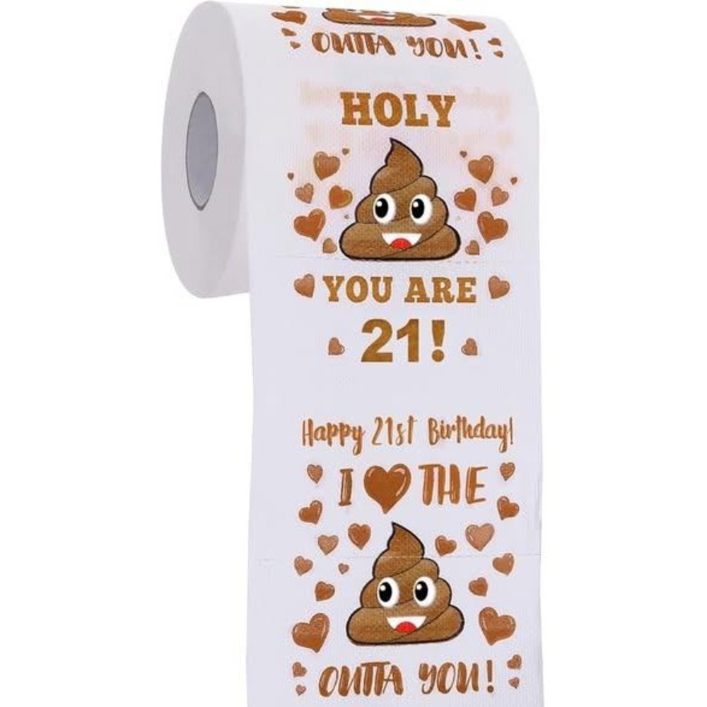 Funny 21st Birthday Toilet Paper Gag Gift Holy Poop You Are 21 Novelty Prank